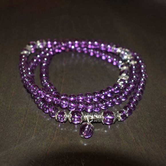 Prana Wrap Beaded Bracelet Purple - Picture 2 of 5